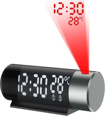 Zdjęcie produktu dla Cyfrowy budzik z wyświetlaczem 180°, wskaźnikiem temperatury i wilgotności, podwójnym alarmem oraz trybem nocnym