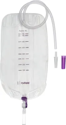 Image de Poche de jambe Qufora 750 ml, 50 cm, avec Q-Flow, non stérile, lot de 10