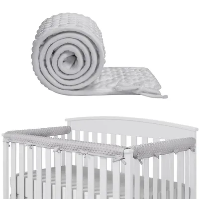 Produktbild von Bettkantenschutz, bettkantenschutz kinderbett, 128 x 18 cm/68 x 18 cm, Ersatzbezug Schutz für Bettrahmen Kantenschutz Kinder Babybett Minky Grau