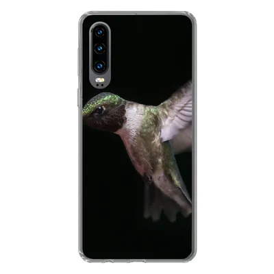 Produktbild von MuchoWow® Handyhülle Schutzhülle Hülle für Huawei P30 Rubinkehl-Kolibri auf schwarzem Hintergrund Silikon Softcase Handy Hülle