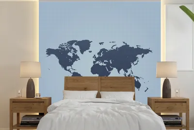 Produktbild von Weltkarten-Wandtapete - Minimalistisches Design - Blau - Breite 280 cm x Höhe 280 cm
