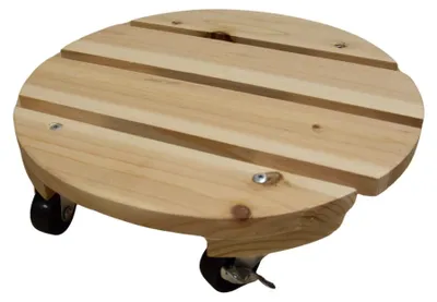 Image de Essentis roule plante bois naturel Ø 30 cm - 4 roulettes - charge 70 kg