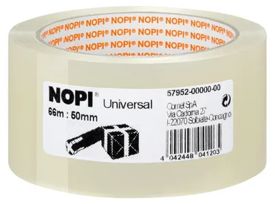 Imagen del producto de Nopi 57952-00000-00: Cinta adhesiva universal para embalaje, 50 mm x 66 m, transparente