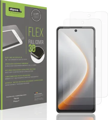 Produktbild von 2x Full Cover Schutzfolie matt für Tecno Pova 7 Panzerfolie Anti-Shock