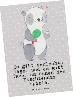 Produktbild von Mr. & Mrs. Panda Postkarte Panda Tischtennis - Grau Pastell - Geschenk, Ballsport, Fotokarte, Postkarten, Verein, bildkarte, Meisterschaft, Sprüche, Ansichtskarten, Bund