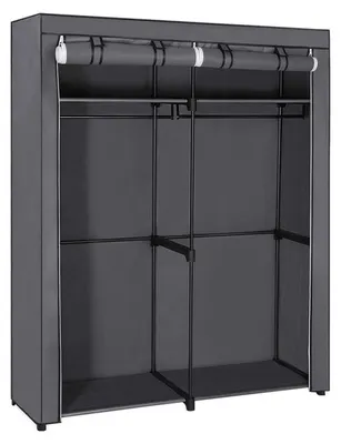 Productafbeelding van Kledingrek – opvouwbaar – met 2 kledingstangen – grijs – 140 x 43 x 174 cm