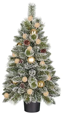 Productafbeelding van Black Box Trees Kunstkerstboom Kaprun met Versiering H90 x D61 cm - Kunstboom met Pot - Kunst Kerstboom voor Binnen - 120 Tips - Groen