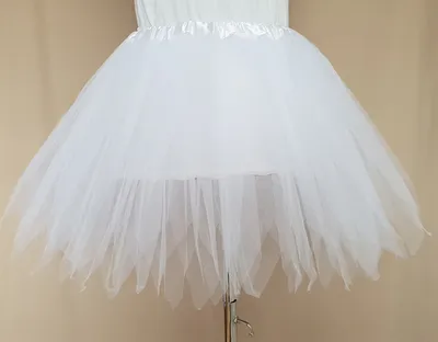 Produktbild von Tütü Tüllrock Petticoat Ballett Kleid gezackt Junggesellenabschied Fasching Erwachsen 3 Lagen M L XL  45cm Weiß