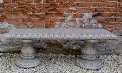 Produktbild von Casa Padrino Jugendstil Gartenbank Grau 140 x 38 x H. 48 cm - Garten & Terrassen Sitzbank mit wunderschönen Verzierungen - Jugendstil Garten & Terrassen Möbel