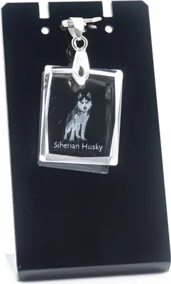 Image de Husky sibérien - Pendentif en cristal avec chien, collier avec photo, bijoux uniques d'Art-Dog