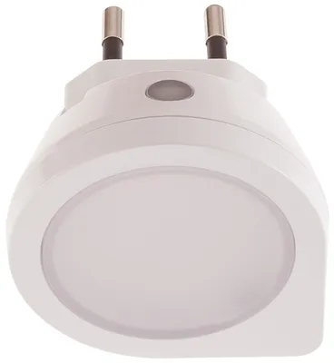 A white LED night light with a plug.