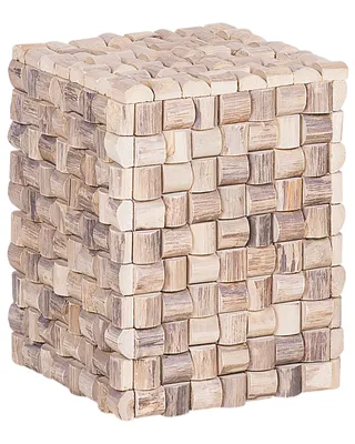 Zdjęcie produktu dla BELIANI Stolik nocny jasnobrązowy tekowe 32 x 32 x 43 cm stołek styl rustykalny