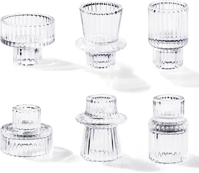 Produktbild von Set mit 6 transparenten Teelichthaltern für Hochzeiten, Geburtstage und Weihnachten