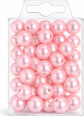 Produktbild von 35 Kunstperlen 14 mm Wachsperlen Bastelperlen Dekoperlen mit Loch Kunststoff rosa