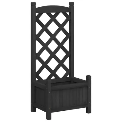 Produktbild von vidaXL Pflanzkübel mit Spalier Schwarz Massivholz Tanne