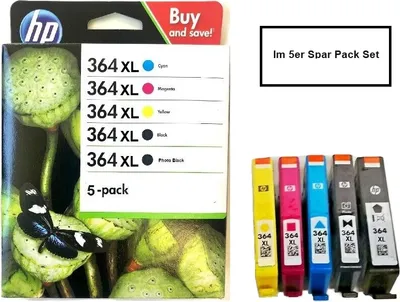 Produktbild von 5x HP Nr. 364XL 364 XL Set Photosmart Premium N9J74AE + CB322EE - C309A C309G C310A C410B - MHD End of Life - im Multipack.