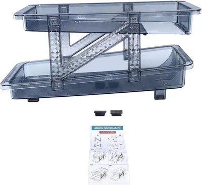 Productafbeelding van Famanu drankorganizer met wielen - 2 niveaus, verstelbare breedte - blauw