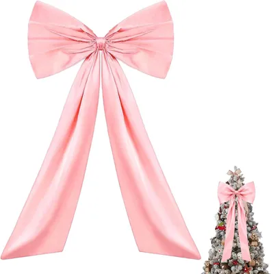 Imagen del producto de Lazo grande de satén, color rosa, 58 x 100 cm, ideal para decorar paredes y árboles de Navidad