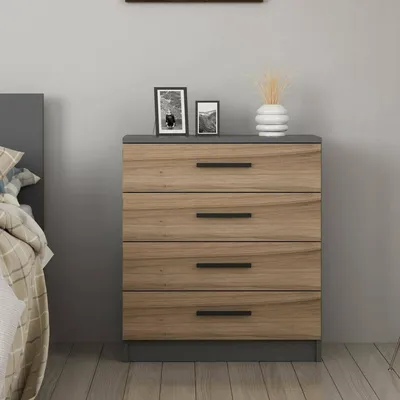 Image de Kalmaegi - Commode, 70x79x42h cm Noyer Marron, 4 Tiroirs