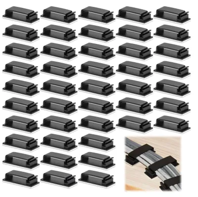Kabelorganizer-Set 50 Stück, selbstklebende Kabelclips, schwarz