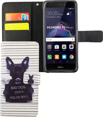 Produktbild von Handyhülle Tasche für Handy Huawei P8 Lite 2017 Böser Hund Weiß