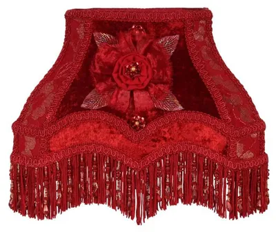 Imagen del producto de Pantalla para lámpara, estilo victoriano, rectangular, 22 cm - Roja - De tela