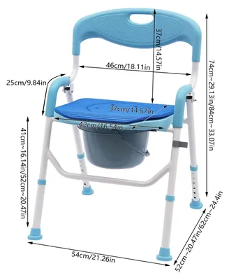 Produktbild von Toilettenstuhl mit Eimer - Duschstuhl WC-Sitz - Belastbar bis 100 kg - Mit Toiletteneimer - Für Bad und Dusche - Blau