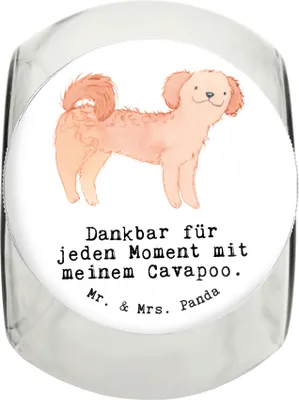 Produktbild von Mr. & Mrs. Panda Dose Cavapoo Moment L 870ml - Weiß - Geschenk, Vorratsglas, schraubglas, Keksdose, Cavoodle, Glasdose, Bonbonglas