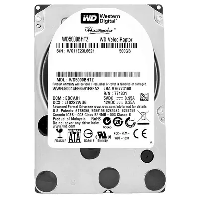 Produktbild von Western Digital VelociRaptor 500GB, 500 GB, 10000 RPM, 64 MB, 2.5", SATA