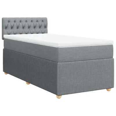Produktbild von Boxspringbett mit Matratze Hellgrau 90x190 cm Stoff