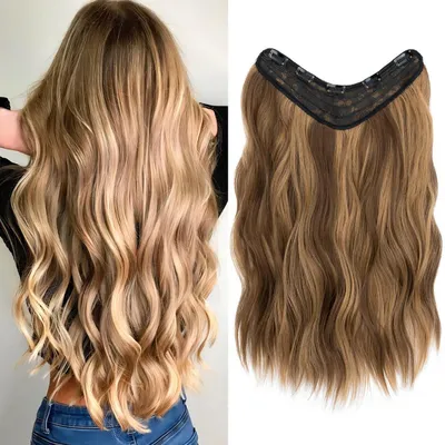 Immagine prodotto di Extension per capelli ondulati, lunghezza 45 cm, colore biondo chiaro, materiale: fibra sintetica, set da 5 pezzi