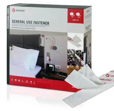Zdjęcie produktu dla VELCRO® Zapięcie ogólnego zastosowania Taśma z haczykiem 5 m Taśma z pętelką 5 m, haczyk i pętelka 50 mm biała
