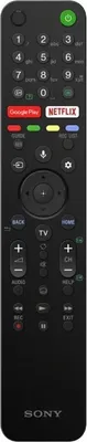 A black Sony remote control with various buttons and app shortcuts.