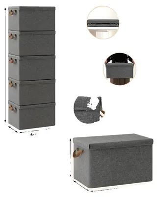 Obrázek produktu pro Skladovací boxy, skládací, stohovatelné, černé, 5 kusů