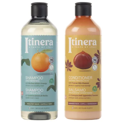 Produktbild von ITINERA Kosmetikset: Haarspülung + Shampoo für geschädigtes Haar 2x370ml