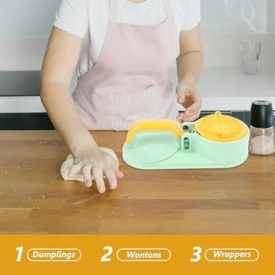 Produktbild von 2-in-1 Teigtaschenmaschine mit Kunststoffform, ergonomisch und leicht, ideal für selbstgemachte Knödel und Kochen