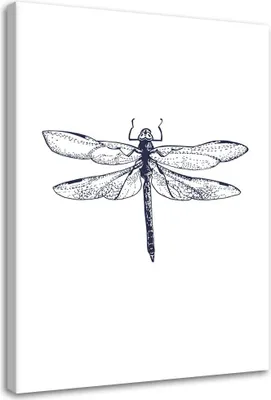 Produktbild von Leinwandbild gezeichnete libelle 70x100 cm Feeby grau wandbild bereit zum aufhängen