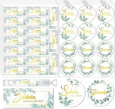 Immagine prodotto di Adesivi per matrimonio a tema eucalipto, confezione da 50 pezzi, ideali per scrapbooking e decorazioni per matrimoni