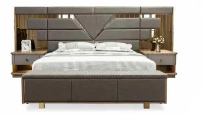 Zdjęcie produktu dla Łóżko 2x szafki nocne szafa 4 szt. zestaw mebli do sypialni Luxury