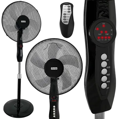 Zdjęcie produktu dla HAXON DAX Wentylator Stojący 40 cm Pilot Timer 3 Tryby Czarny