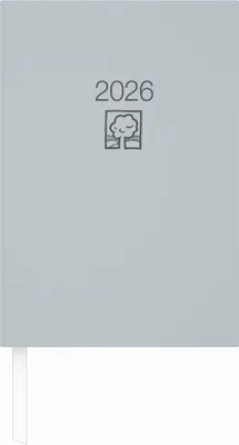 Produktbild von Buchkalender grau 2026 - Bürokalender 14,5x21 - 1T/1S