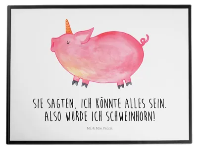 Produktbild von Mr. & Mrs. Panda Schreibunterlage Einhorn Schwein - Weiß - Geschenk, schreibtischunterlage, Schreibtischauflage, schreibauflage, Spruch, Englisch, Bauer, Einhörner