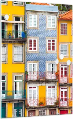 Produktbild von Bilder auf glas - Einteilig - Casas Ribeira Porto - 70x100cm - Glasbilder - Wandbilder - Bilder - zum Aufhängen bereit - Wanddekoration aus Glas - Glas Bilder - Wandbild auf Glas - GPA70x100-4249