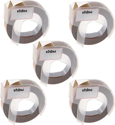 Produktbild von vhbw 5x 3D Prägeband-Schriftband-Kassette Ersatz für Dymo 0898140 für Etiketten-Drucker 3m x 9mm Weiß auf Gold
