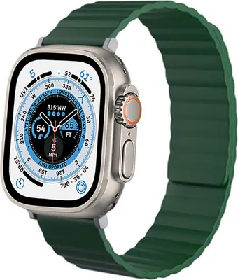 Produktbild von Strap-It Apple Watch Ultra Magnetisches Silikonarmband (Grün)