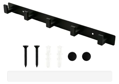 Wandgarderobe aus Edelstahl, 5 Haken, schwarz, selbstklebend