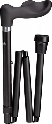 Image de Gastrock Canne pliante - Noir - Soft-Touch - Droitier - Poignée ergonomique - Longueur 88 à 98 cm - Aluminium - Diamètre canne 18 mm