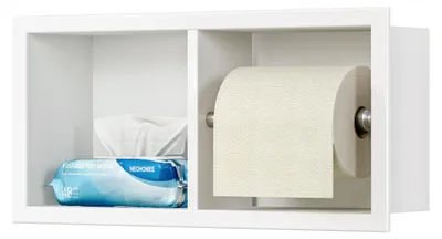 Eingebauter Toilettenpapierhalter, Edelstahl, Weiß, 34 x 18 cm