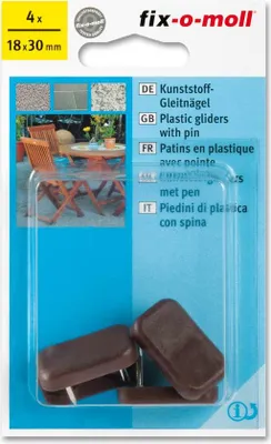 A product package for plastic gliders for furniture legs.