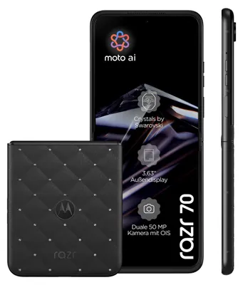 Image de Motorola razr 70, écran de 17,5 cm (6,9 pouces), 8 Go de RAM, 256 Go de stockage, appareil photo de 50 MP, système d'exploitation Android 16.0, couleur : noir